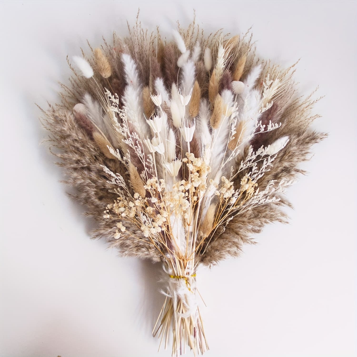 TEMU 105/400pcs Dried Pampas Grass Decor Bouquet, 11 Varieties Phragmites Dried Flowers, Floral Arransynthetic Gemstoneents For Boho Home Wedding Party Decorations