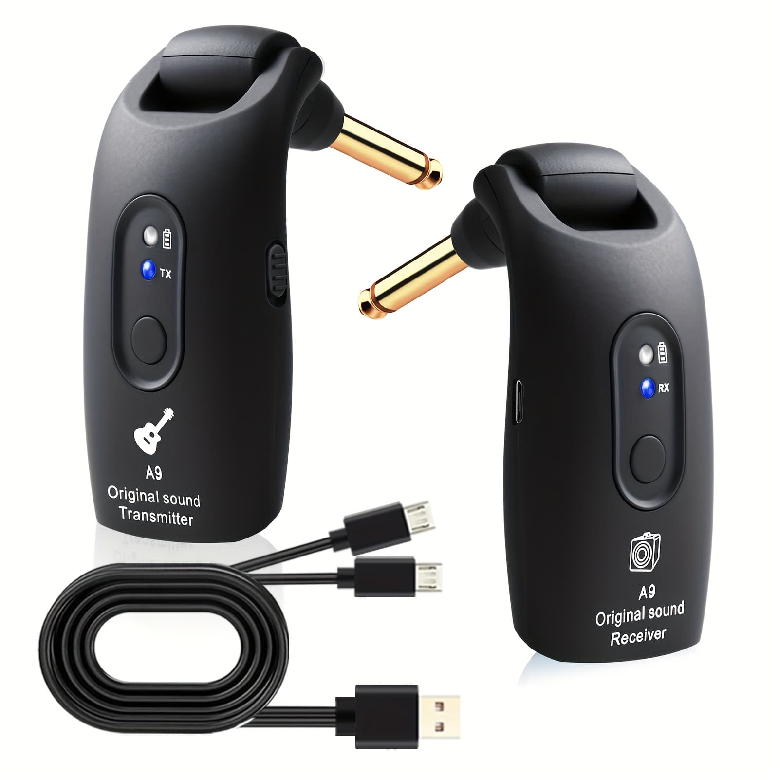 TEMU Wireless Guitar .4ghz Built-in Rechargeable Lithium Battery Rotatable Audio Wireless Transmitter Receiver For Acoustic Guitar Violin Keyboard Electric Instruments, A9
