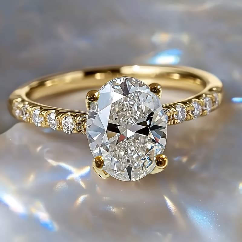 TEMU This Elegant Synthetic Cubic Zirconia Copper Engagement Ring, Oval Cut, Prong Setting, Wedding , Valentine's Day Gift, Everyday Wear - 4