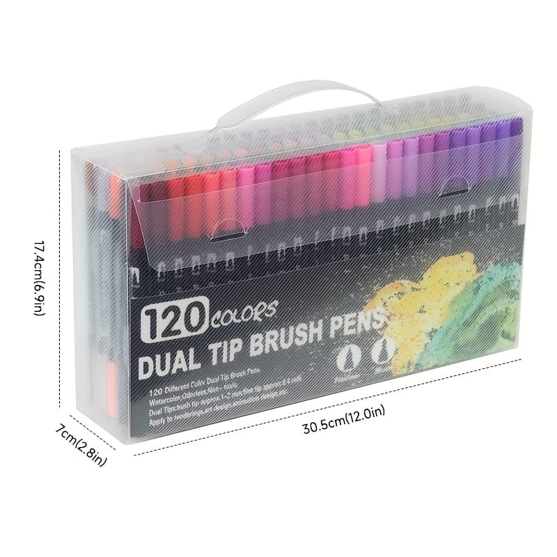 TEMU 100/120 Double-headed Watercolor Pen Set, Art Markers, With Double-headed Fine Line Pens, Suitable For Painting
