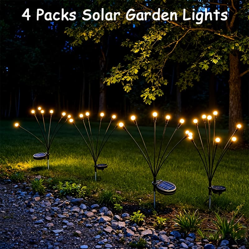 TEMU 4 Packs Solar Garden Lights Outdoor (32 Leds), Firefly Swaying Light For Yard Patio Pathway Lawn Decor, Unique Gardening Gifts For Holiday Christmas Decoration(warm White)ip 65