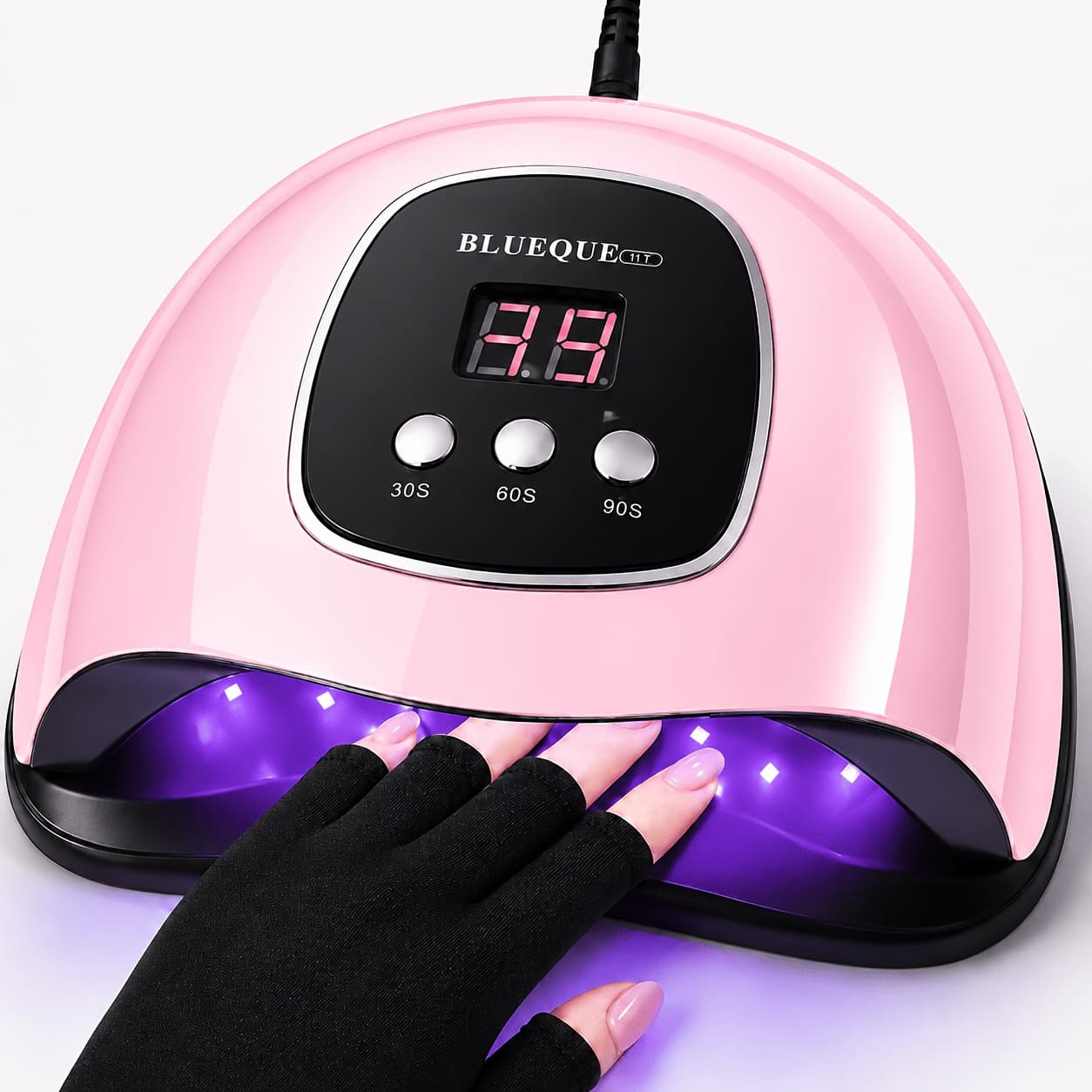 TEMU Two-piece Set, Led Nail Lamp And Gloves, For Quick Of Gel Nails Led Light, With 3 Timers And Automatic Sensor, Fingernail And Toenail Nail Dryer, Salon Home Nail Art