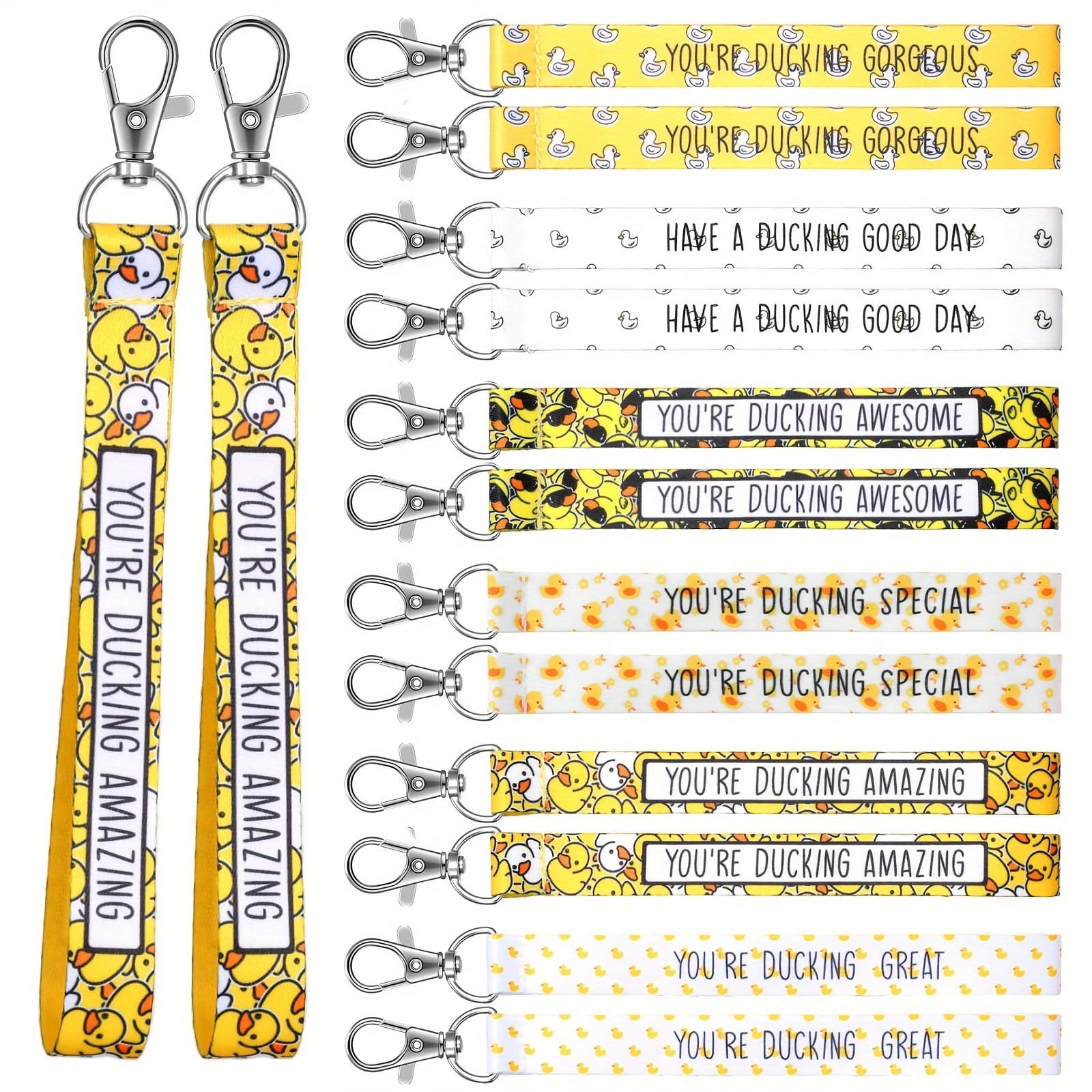 TEMU 36pcs Inspirational Yellow Duck Wrist Lanyards - Cute Keychain Straps For Employee Appreciation, Funny Coworker Gifts, Thank You Presents For Students & School