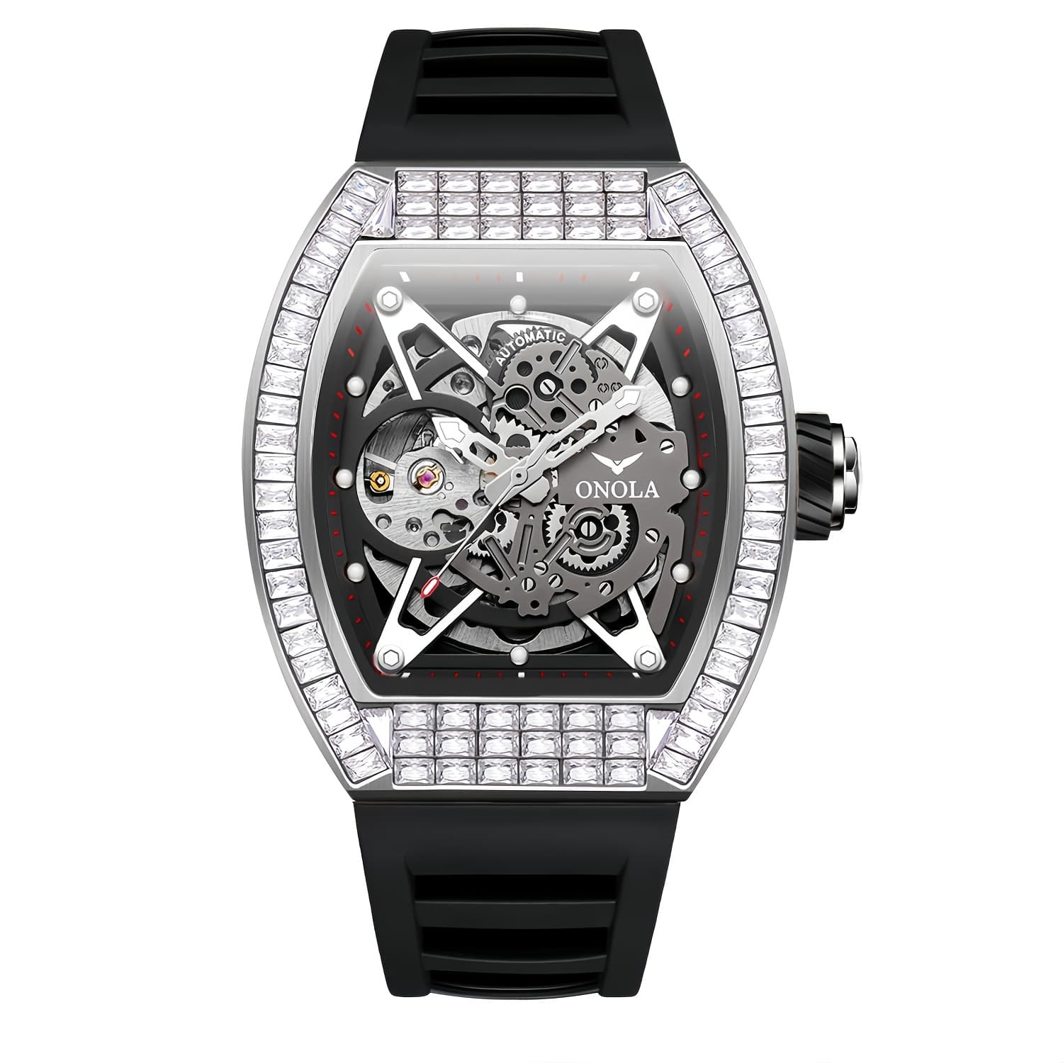 TEMU Onola Brand Fashionable Men's And Women' Mechanical Watches, Wine Shaped Design, Luminous Durable Watch, Suitable For Daily And Business Activities, Party Watches, Birthday Gift , Suitable For .