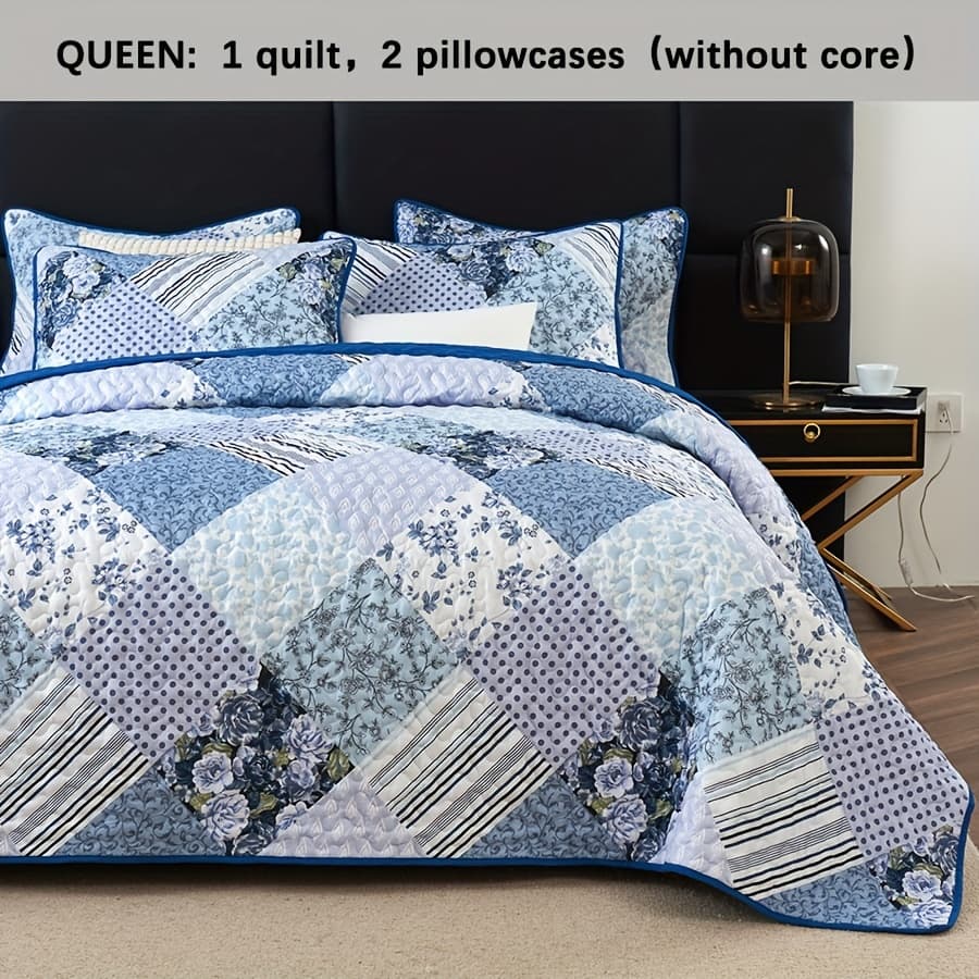 TEMU 2/3pcs Luxurious Floral Bedspread Set - Soft, Breathable, And Comfortable Quilted Coverlet With Pillowcase - Perfect For All , Thin, Lightweight, And Bedding Supplies