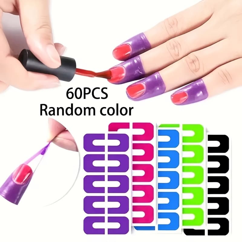 TEMU 60pcs Nail Polish Protector Guards - Peel Off Finger & Cuticle Protectors For Easy Manicure, Stamping & Painting | Nail Care Accessories,random Color