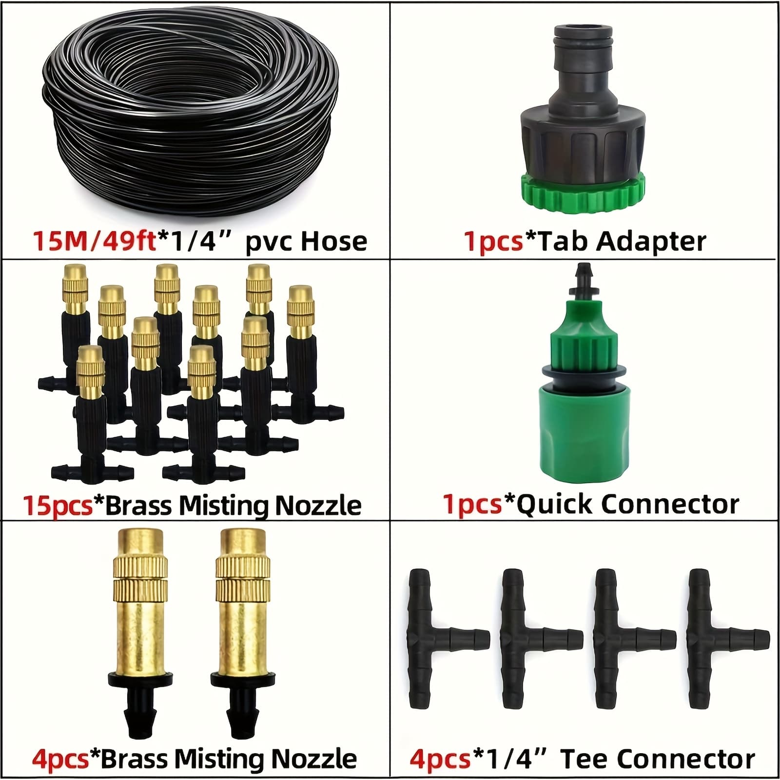 TEMU 1pc Cooling System For Garden Watering, 1/4 Inch Brass Misting Nozzle, 4/7mm For Hose Use In Courtyards And Greenhouses
