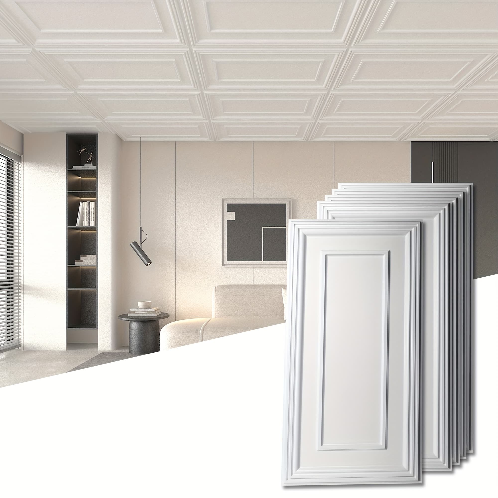 TEMU Art3d 12-pack 24\" X 48\" Rectangular White Ceiling Tiles, 96 /case
