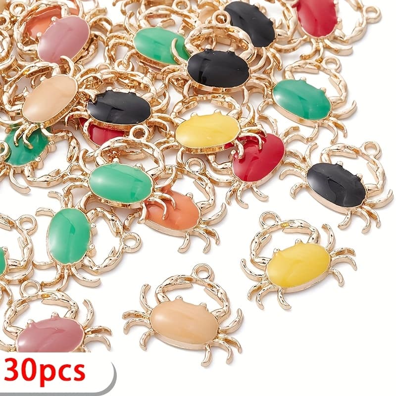 TEMU 30pcs Of Colorful Cartoon Crab-shaped Alloy Pendants, Perfect For , Necklaces, And Bracelets For Women's Jewelry Making