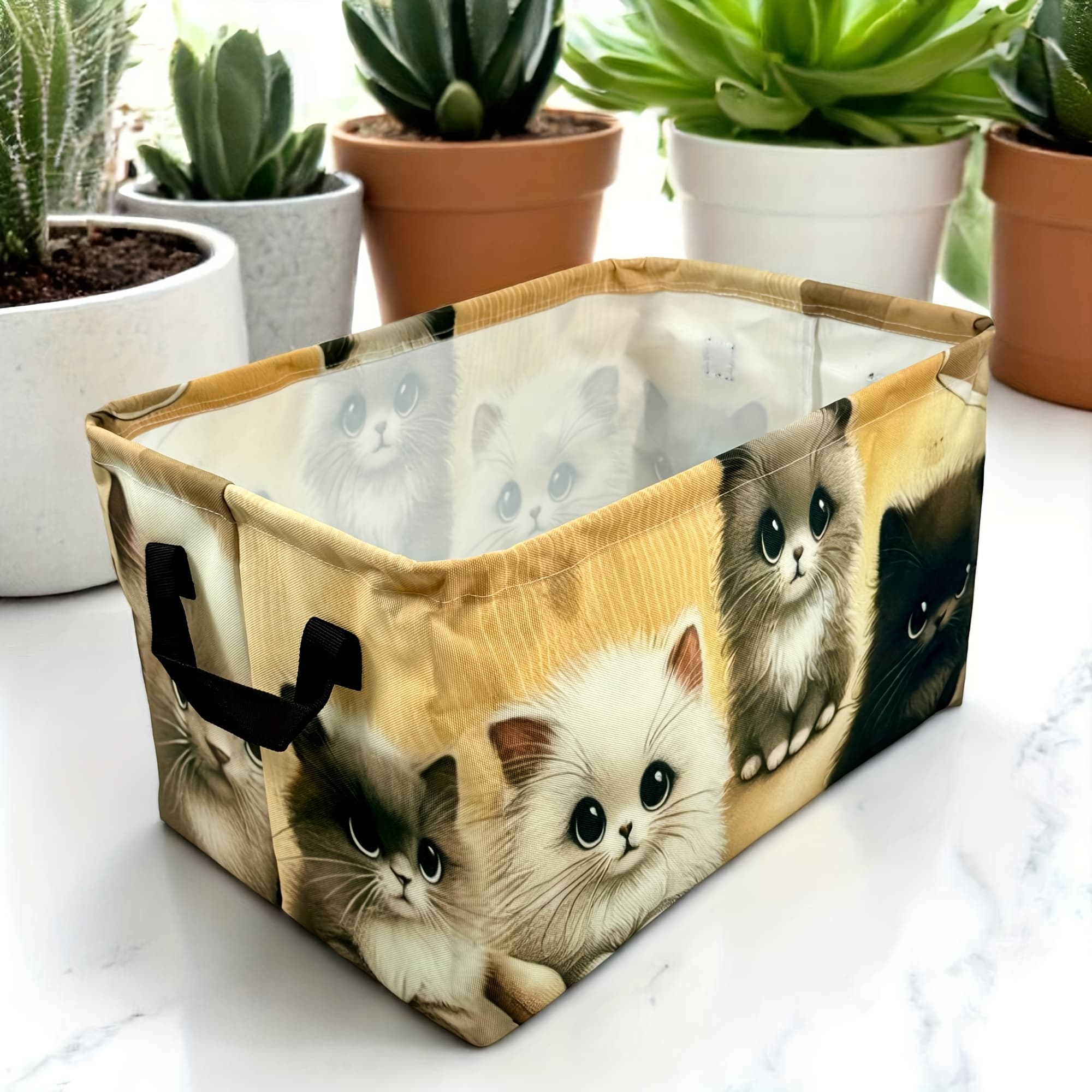 TEMU Rectangular Cute Cat Basket, Storage Box, Collapsible College Dorm Laundry Basket, Sports Boys Basket, Room Decor, Gift Basket Teacher Basket Book Basket