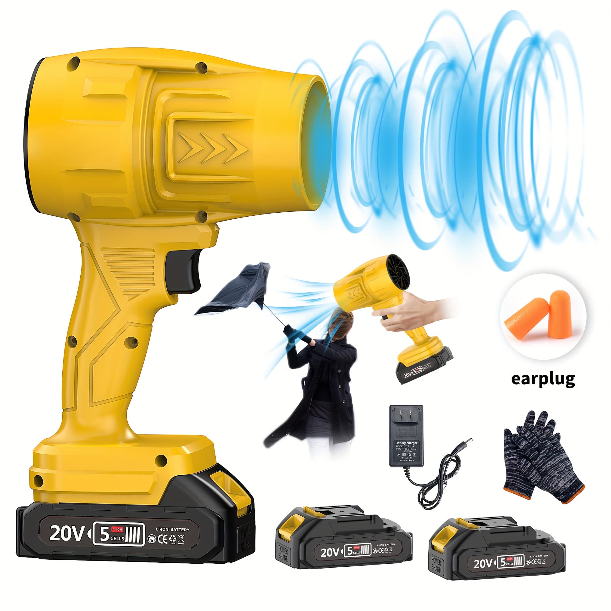 TEMU Powerful 50000rpm Cordless Leaf Blower, 20v Blower For Car Drying, Leaf Snow Dust Blowing, With Battery, Perfect Christmas Gift, Holiday Gift Idea, Home Outdoor Cleaning Tool