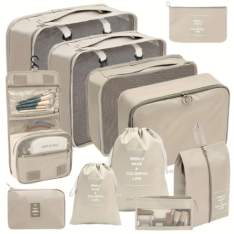 TEMU 11 Solid Color Packaging Boxes, Suitable For Suitcase, Travel Luggage Packing Storage Bags, With Laundry Bags, Compressed Storage Shoe Bags, Clothing And Underwear Bags, Etc
