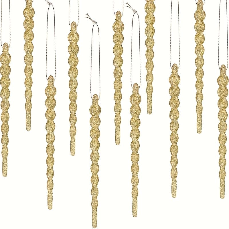 TEMU 30pcs Plastic Icicle Twisted Plastic Icicle Carnival Decoration Easter Valentine's Day Decoration Gifts Ornaments Tree Hanging Decoration And Holiday Xmas Party Wedding Hanging( Inch, Golden)