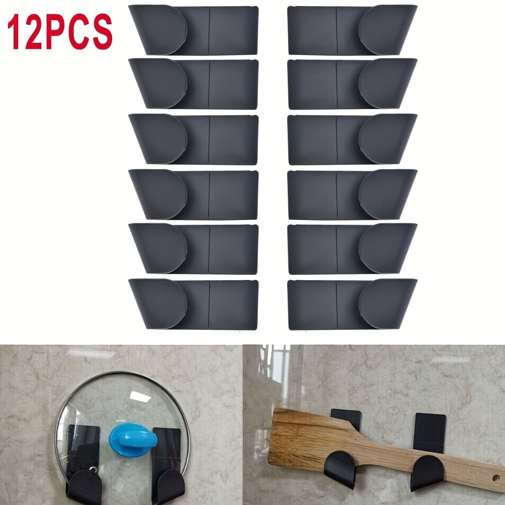 TEMU 12pcsplastic Pot Lid Holders, Straight-bar Wall Mounted No-drill Kitchen Hanging Shelf Storage Racks