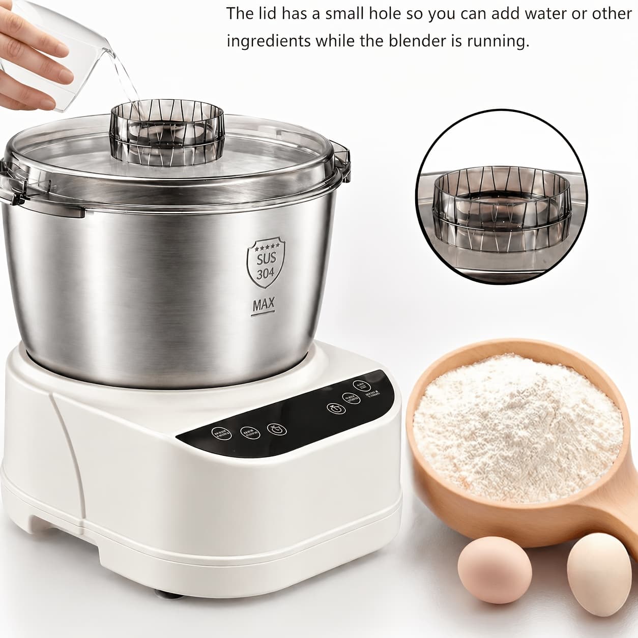 TEMU Dough For Making Bread, Italian , , Buns, Noodles, Dumpling Wrappers, Cakes, And (r Mixing And Fermentation Equipment) Kitchen Small Appliance Desktop Dough Maker, 5l/5.2qt Large Capacity
