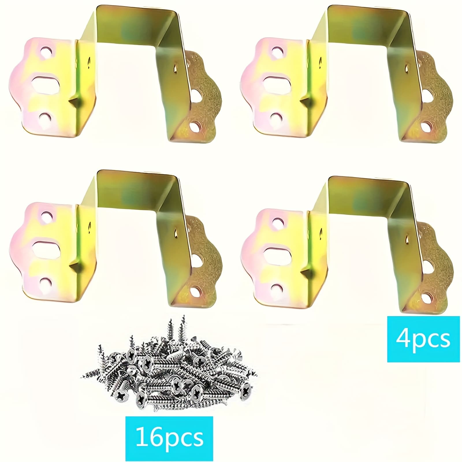 TEMU 20pcs Heavy-duty Metal Bed Support Bracket Set With Screws - , Strong Corner Support Hooks, Suitable For Furniture
