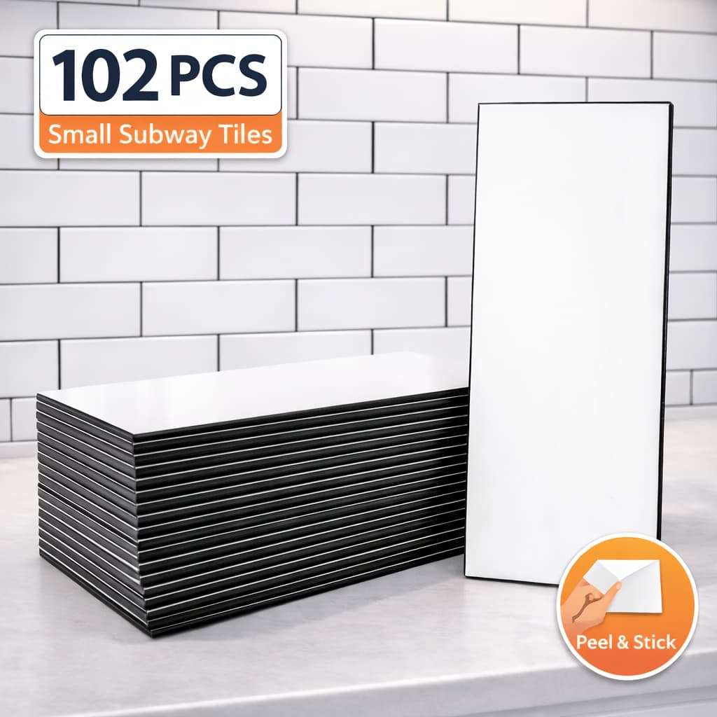 TEMU 102pcs Peel And Stick Suitable For Kitchen Backsplash, Bathroom, Fireplace - Pvc /wall Panels With Glossy White, Suitable For Diy Installation, Modern Remodeling,
