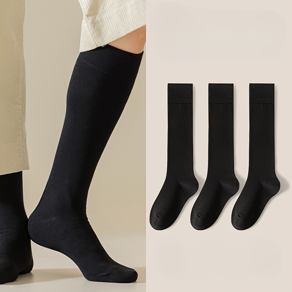 TEMU 3/5 Pairs Of Comfortable Knee-high Socks For Men, Breathable And Thin, Suitable For All