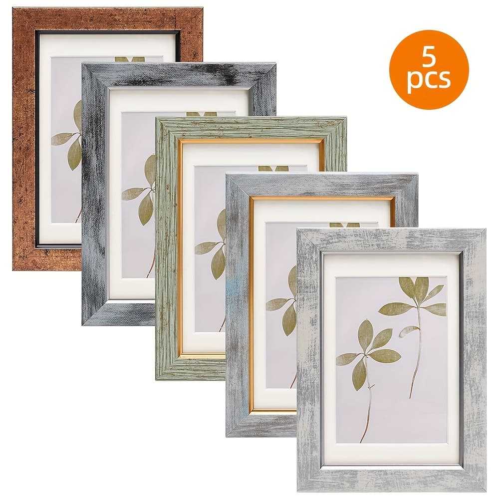 TEMU Set Of 5/10 Vintage Photo Frames, 5x7in/4×6in, Rustic Retro Picture Frames With Tempered Glass, Decorative Art For Wall And Tabletop Display, For Halloween And Christmas