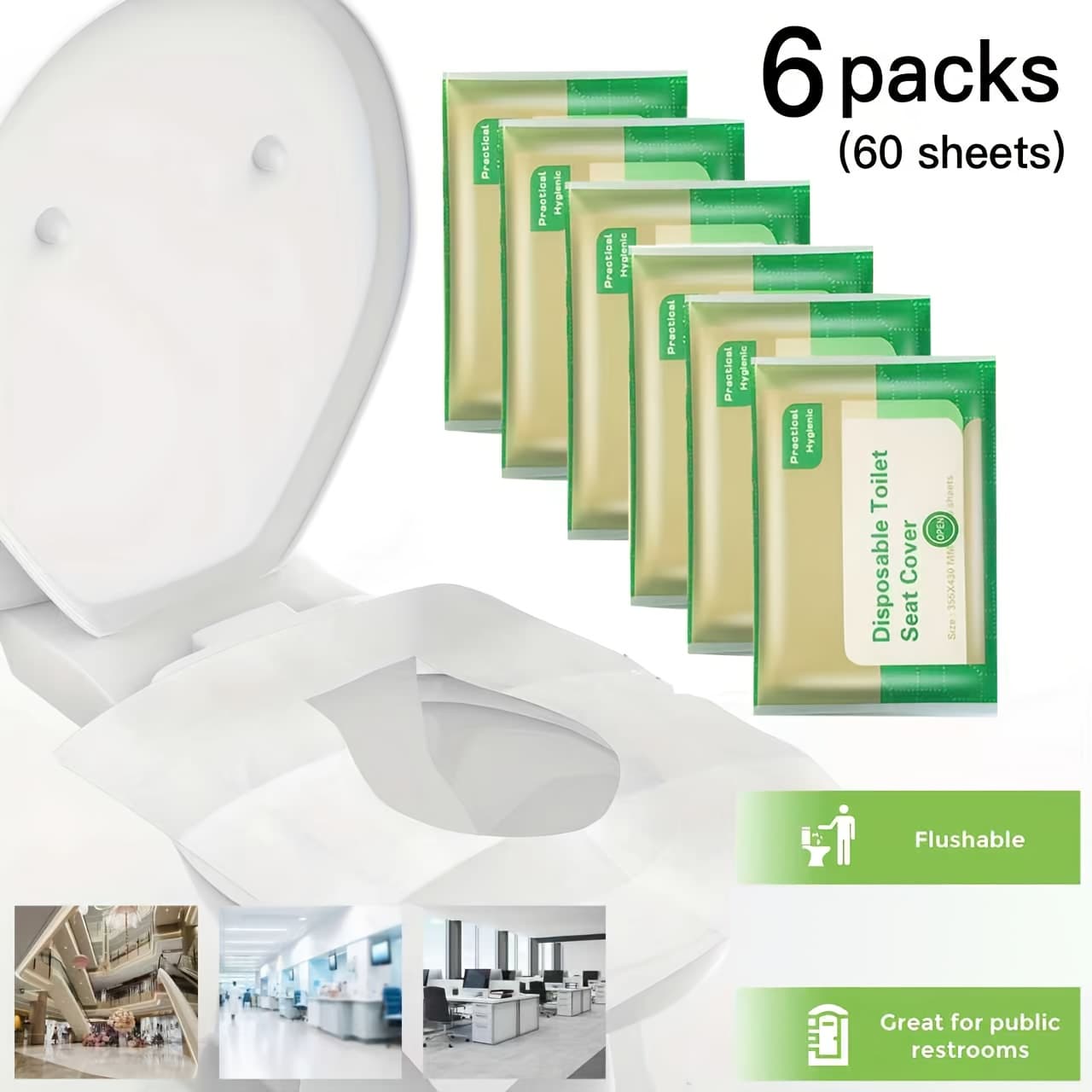 TEMU 6packs Flushable Pads, Disposable Travel Pads, Adult Training Toilet Covers, Essential Travel Accessories For Airplanes, Travel And Camping