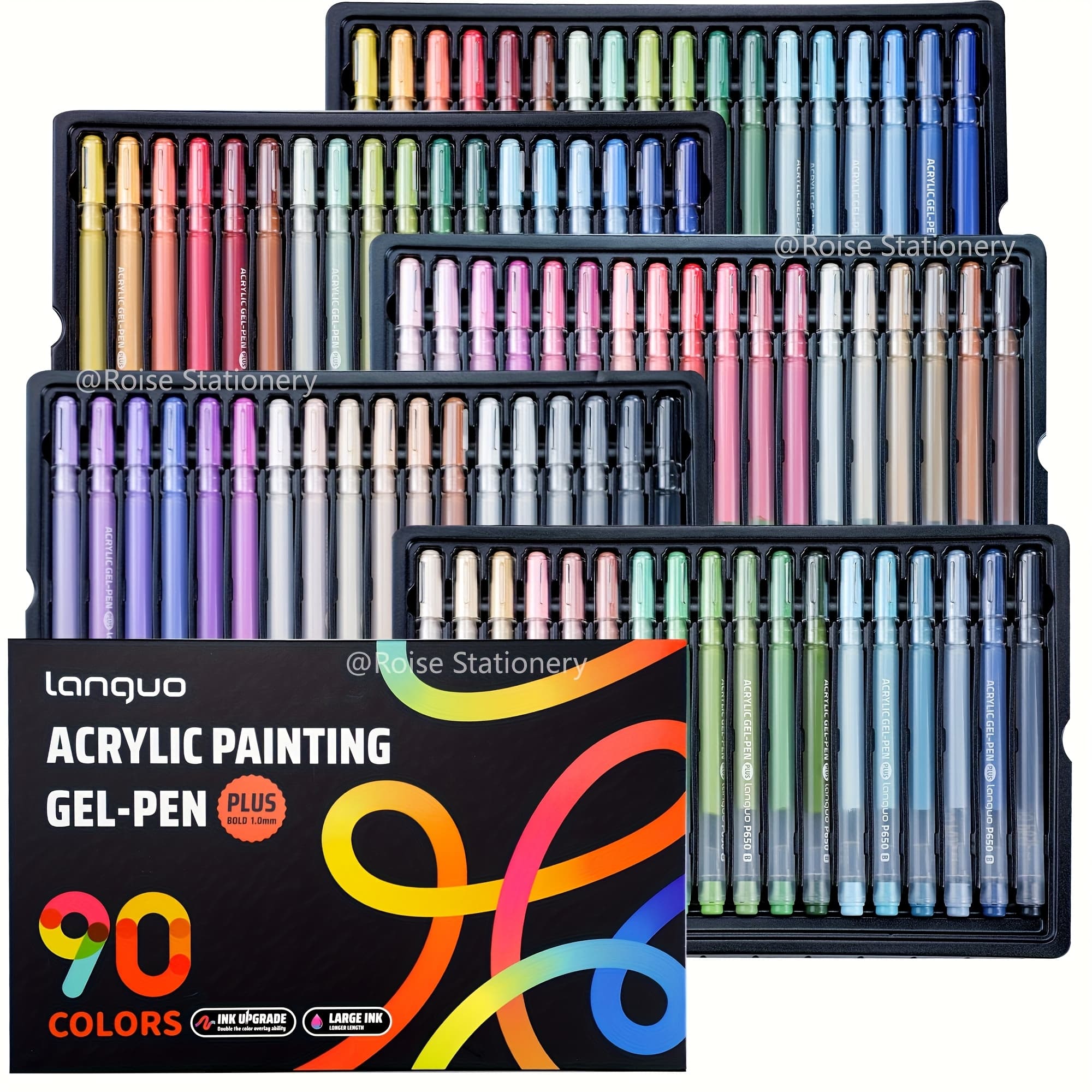 TEMU 36/54/72/90pcs Languo Gel Pens Set, 1.0mm Tip Large-capacity Glitter Gel Pens. Suitable For Drawing, Graffiti, Writing, Highlight Marking, Etc. The For Artists And Literary
