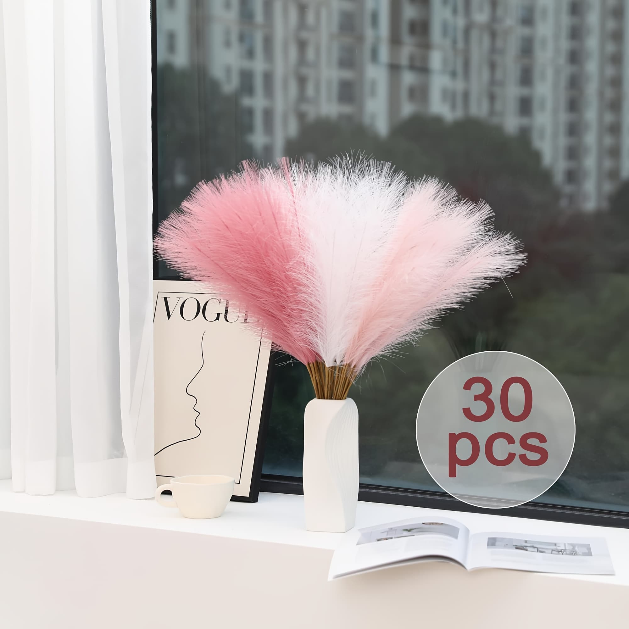 TEMU 30pcs Of Pampas Grass Measuring 21.25 Inches, Perfect For Table Centerpieces And Enhancing The Decor Of Rooms, Weddings, Family , Parties, And Baby Showers