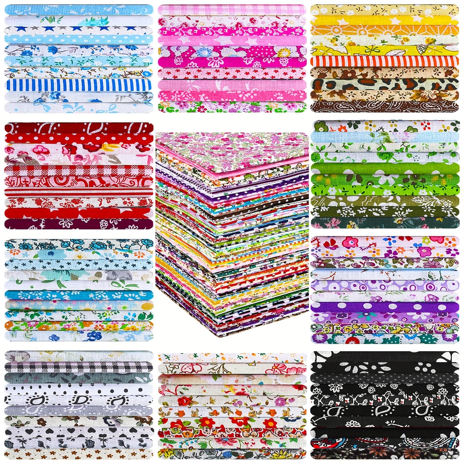 TEMU 600pcs 4 X 4 Inch Pre Cut Quilt Squares Printed Floral Quilting Fabric Bundles For Diy Craft Sewing Clothing Accessory(mixed Color)