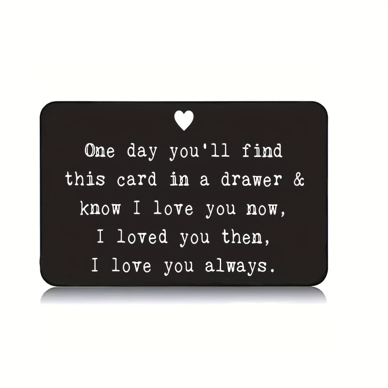 TEMU Engraved Wallet Card Featuring A Romantic 'i Love You' Message, Designed In A Minimalist Black And With A Heart Symbol. An Ideal Gift For Valentine's Day Or Anniversaries