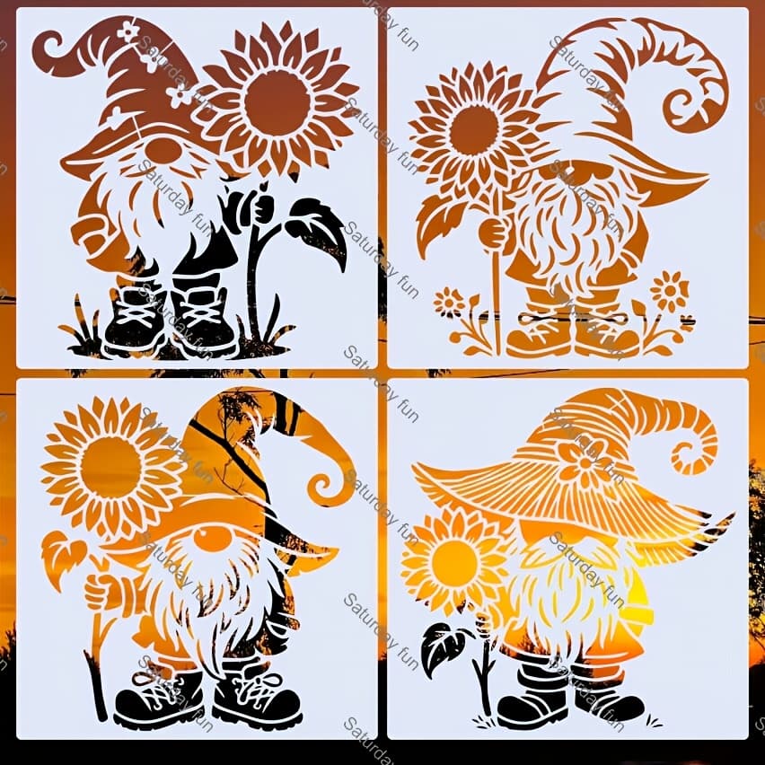 TEMU 4pcs Reusable Dwarf Painting Stencils, Large 5.91x5.91 Inch Templates For Fabric, Walls, Picture Frames, And More