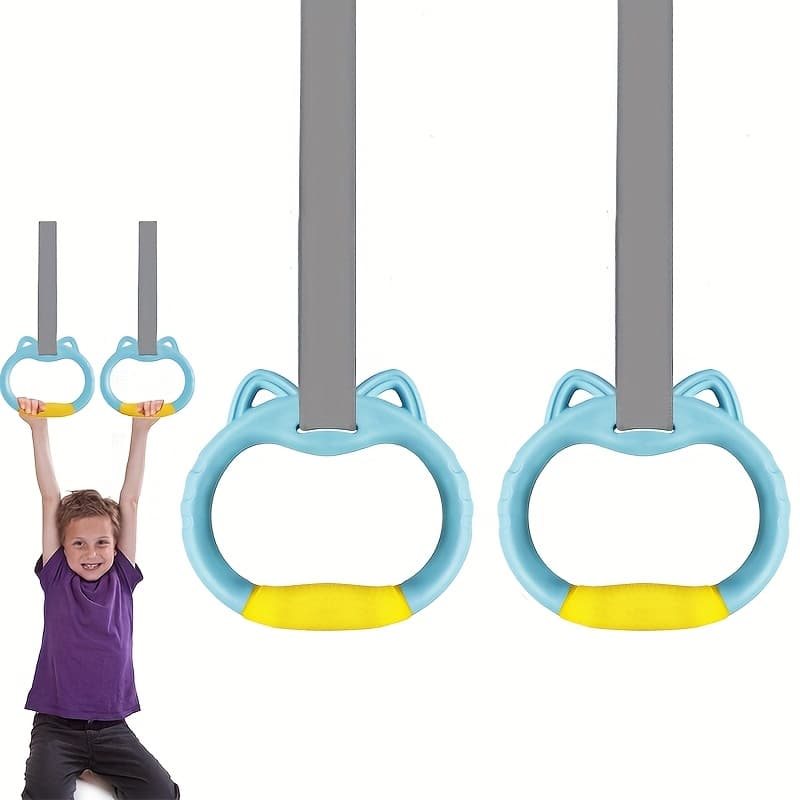 TEMU Gymnastics Rings Set, Pull Up Rings With Straps, Playground Home Exercise Gym Rings With Drawstring Bag For Exercise