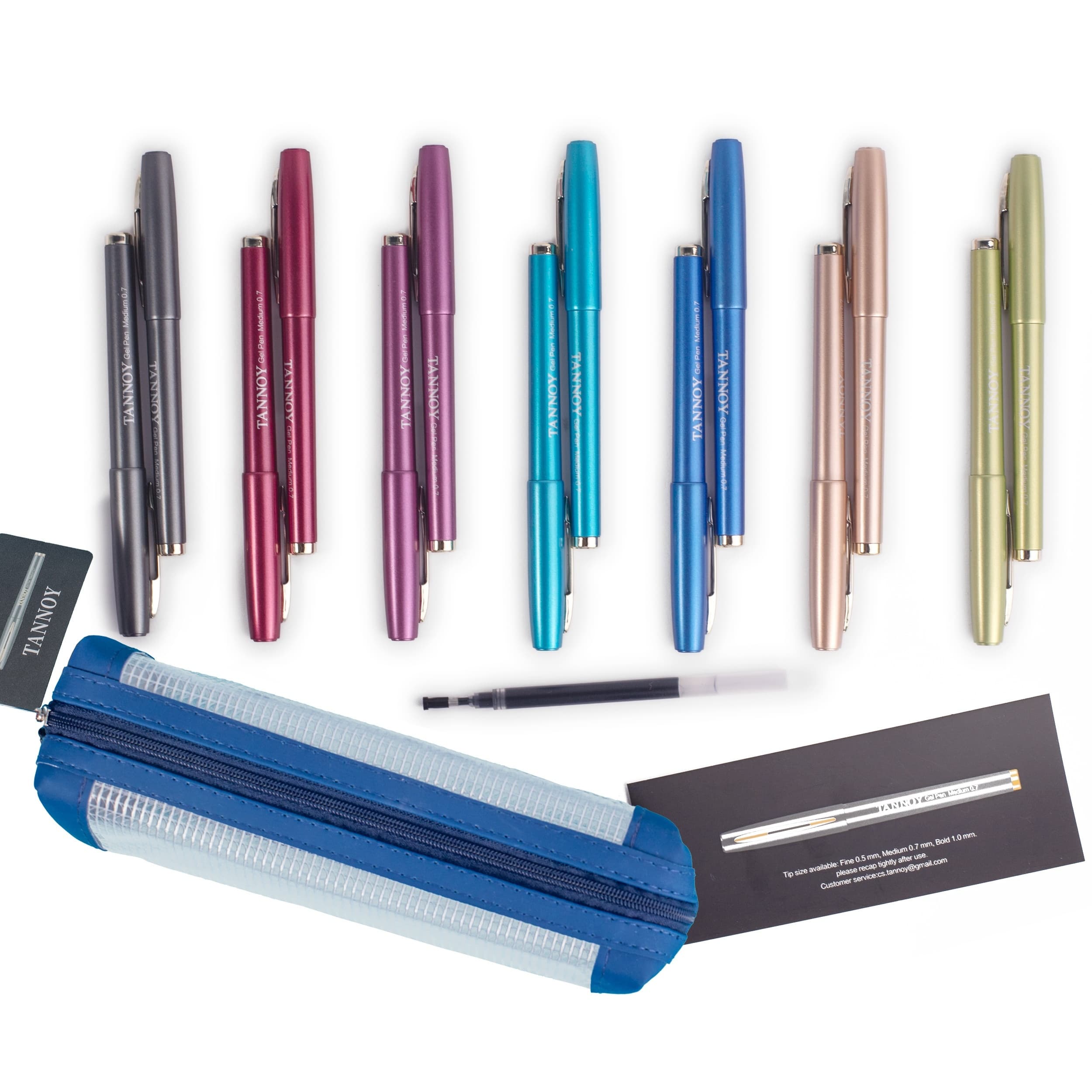 TEMU Gel Pen Set - 14pcs Pens And 14pcs Refills, 0.7mm Fine Point, Quality, Non-toxic, Quick-drying Ink, Ideal For Office, School, And , Includes Bonus Storage Bag