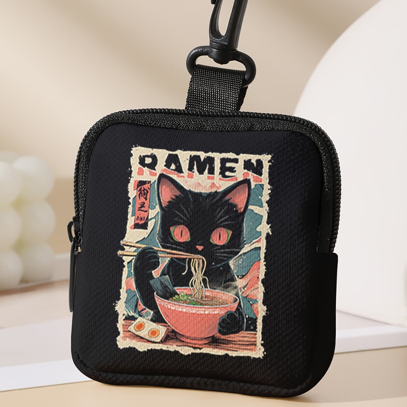 TEMU 1 Pack, Noodles Kitten Pattern Large Capacity Coin Purse Digital Printing Coin Purse Storage Bag, Holder Coin Purse, Ideal For Gifts