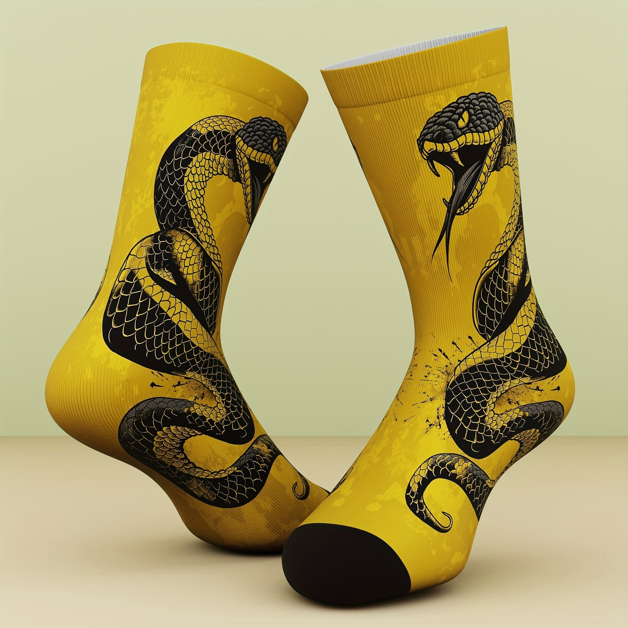 TEMU 1 Pair Of Unisex Socks, Snake Pattern, Fun And Fashionable, Comfortable And Breathable, Sock Gift, Suitable For Outdoor Sports, All , Machine Washable, 3d Digital Printing Technology