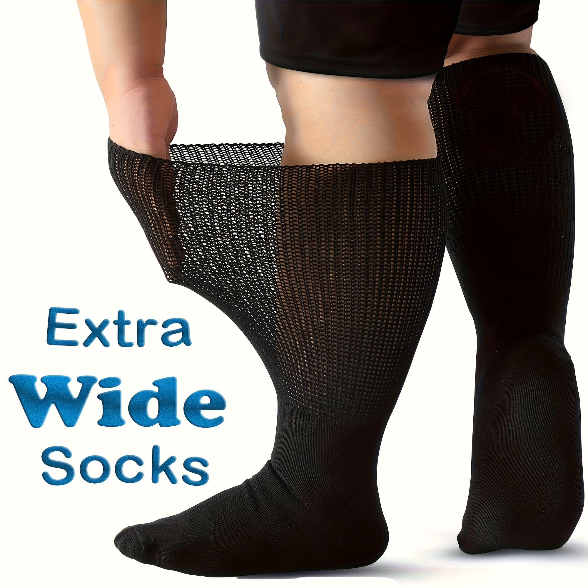 TEMU 6 Pairs Socks Extra Wide Socks For , Stretch To 30" For Men Women, Plus Size Socks, Non Binding Seamless Socks, Loose Neuropathy Bariatric Seniors - Fit Most6