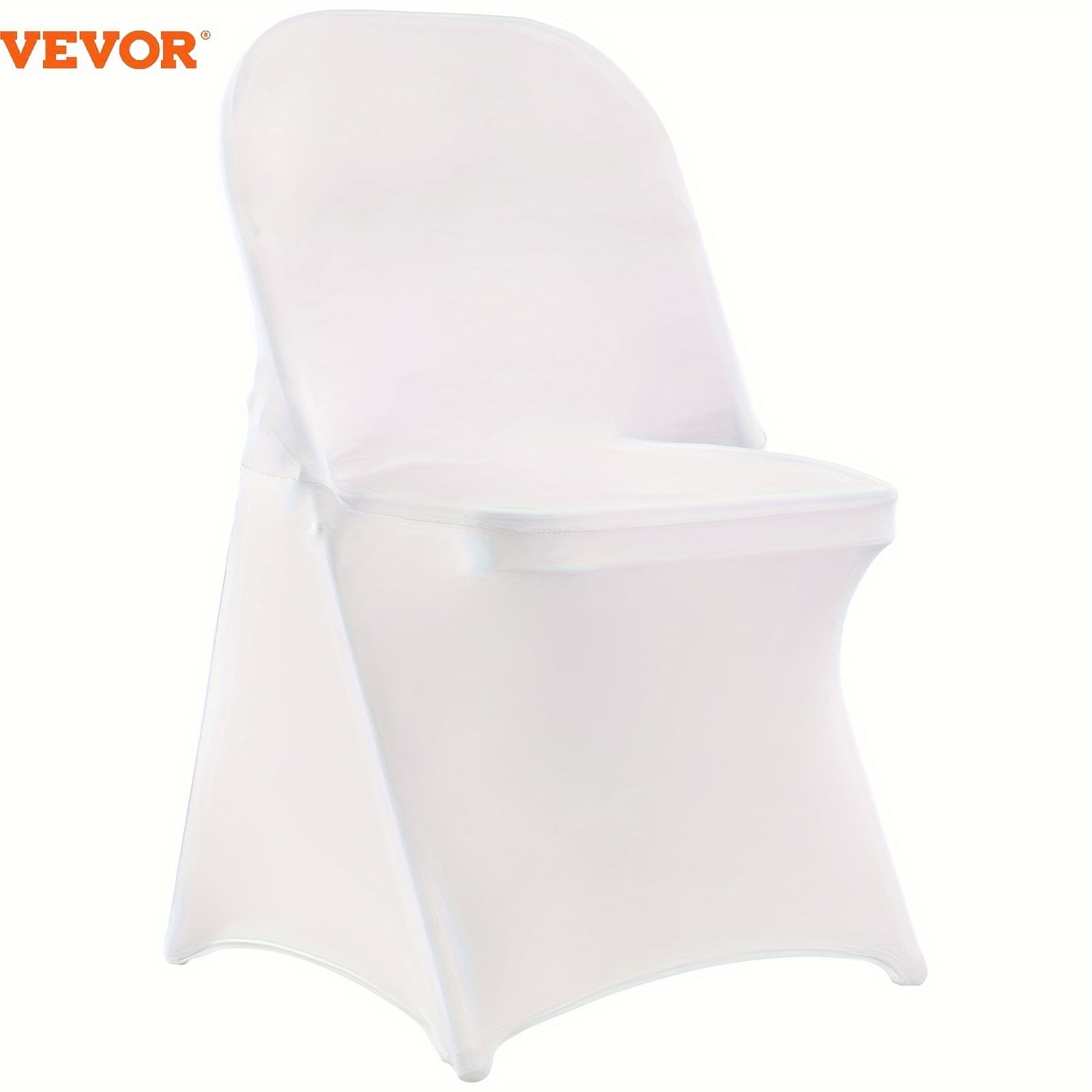 TEMU Vevor 30 Pcs White Stretch Spandex Chair Covers - Ideal For Weddings, Parties, Dining, And Banquets - Universal, Washable Slipcovers For Folding Chairs - Elegant Event Décor