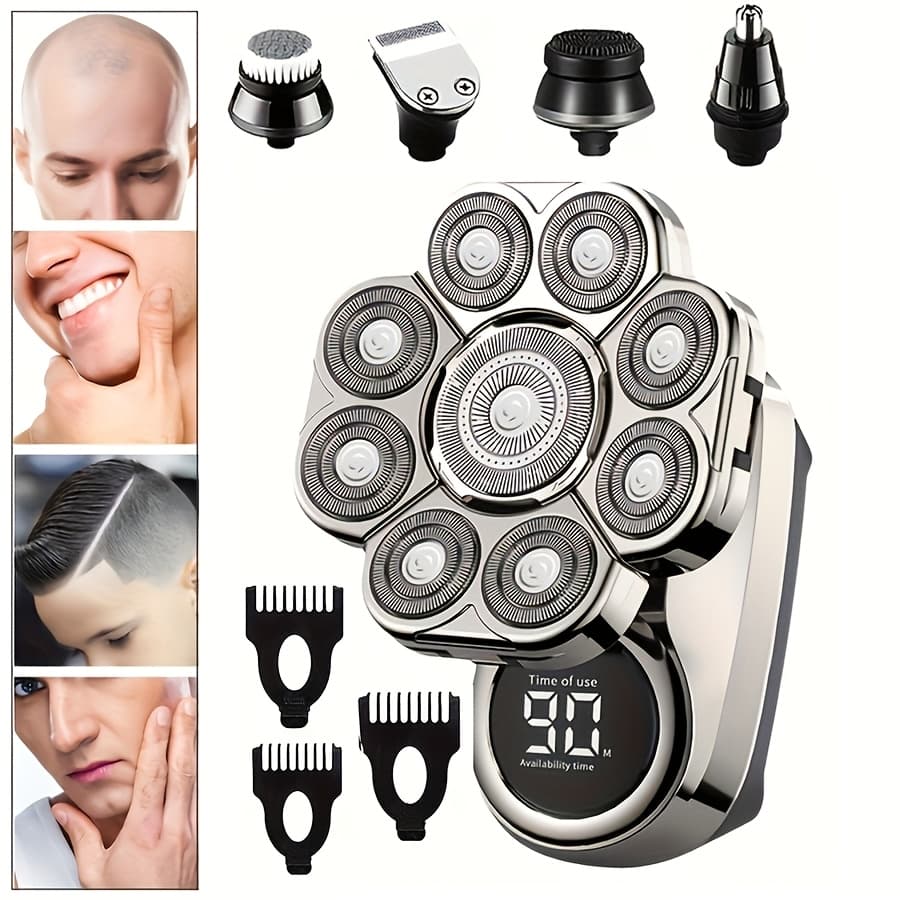 TEMU Bald Men's Electric Hair Clipper With Head & Display - Suitable For (-) - Open Blade For - Bald Shave For Face & Head - Ideal Gift For Husband