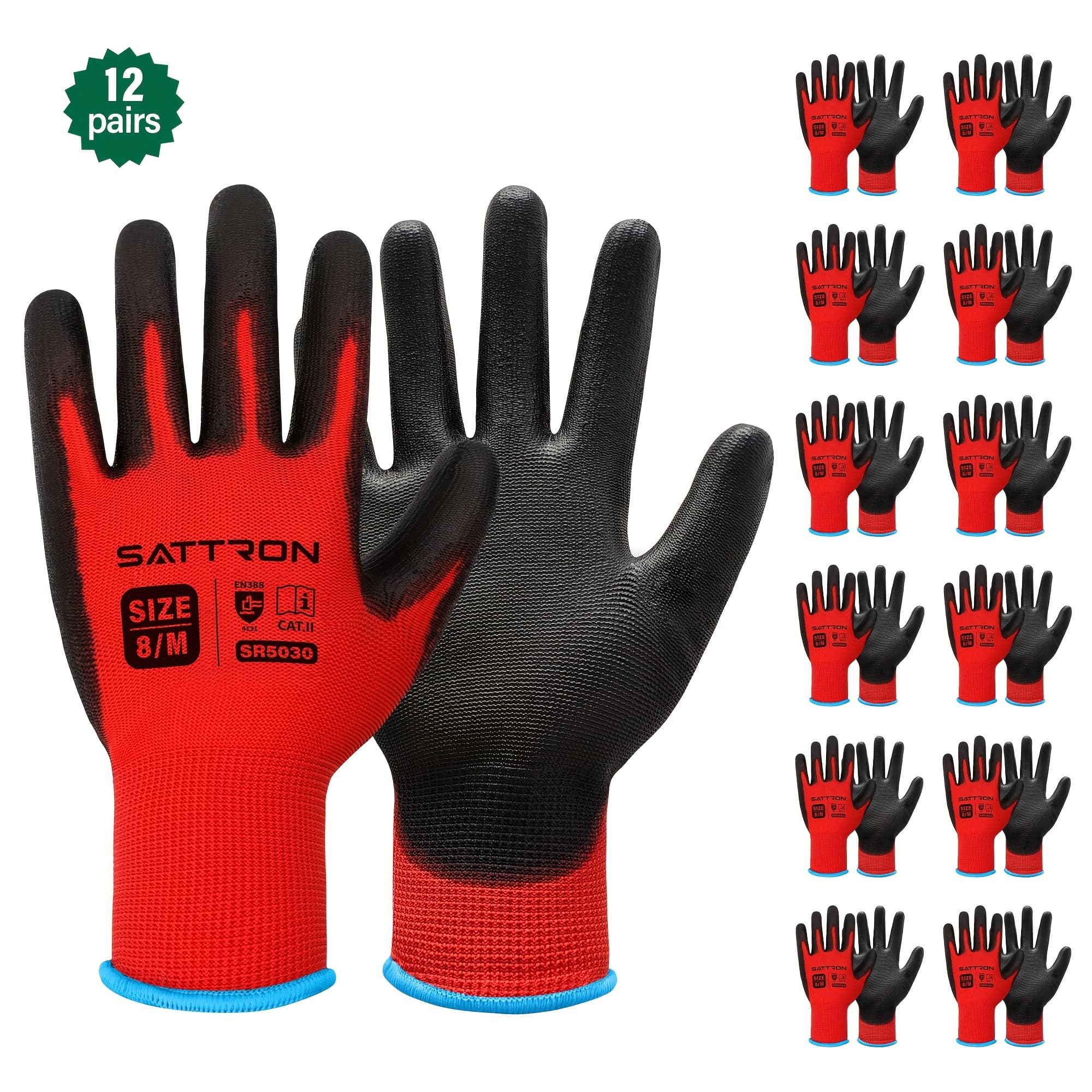 TEMU Safety Work Gloves Pu Coated (12/24 Pairs), Seamless Knit Work Gloves For Men And Women, And Breathable, For Warehouse Packaging Handling, Construction, Gardening