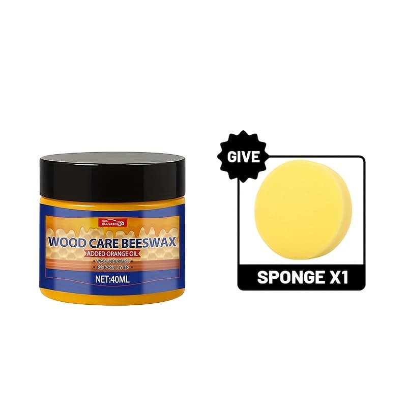 TEMU 1 Set Of Beeswax Polishing Kit - 40ml Beeswax With Round Sponge For Furniture Restoration & Polishing - Ideal For Wooden , Floors, And Guitar Maintenance