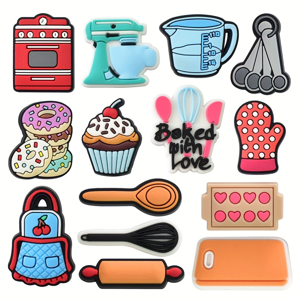TEMU A Set Of 14 Baking-themed Charms For Shoes, Beach Bags, And Wristbands - Detachable Creative Additions With Cartoon Designs, Perfect Gifts For Birthdays, Christmas, Valentine's Day, And Halloween