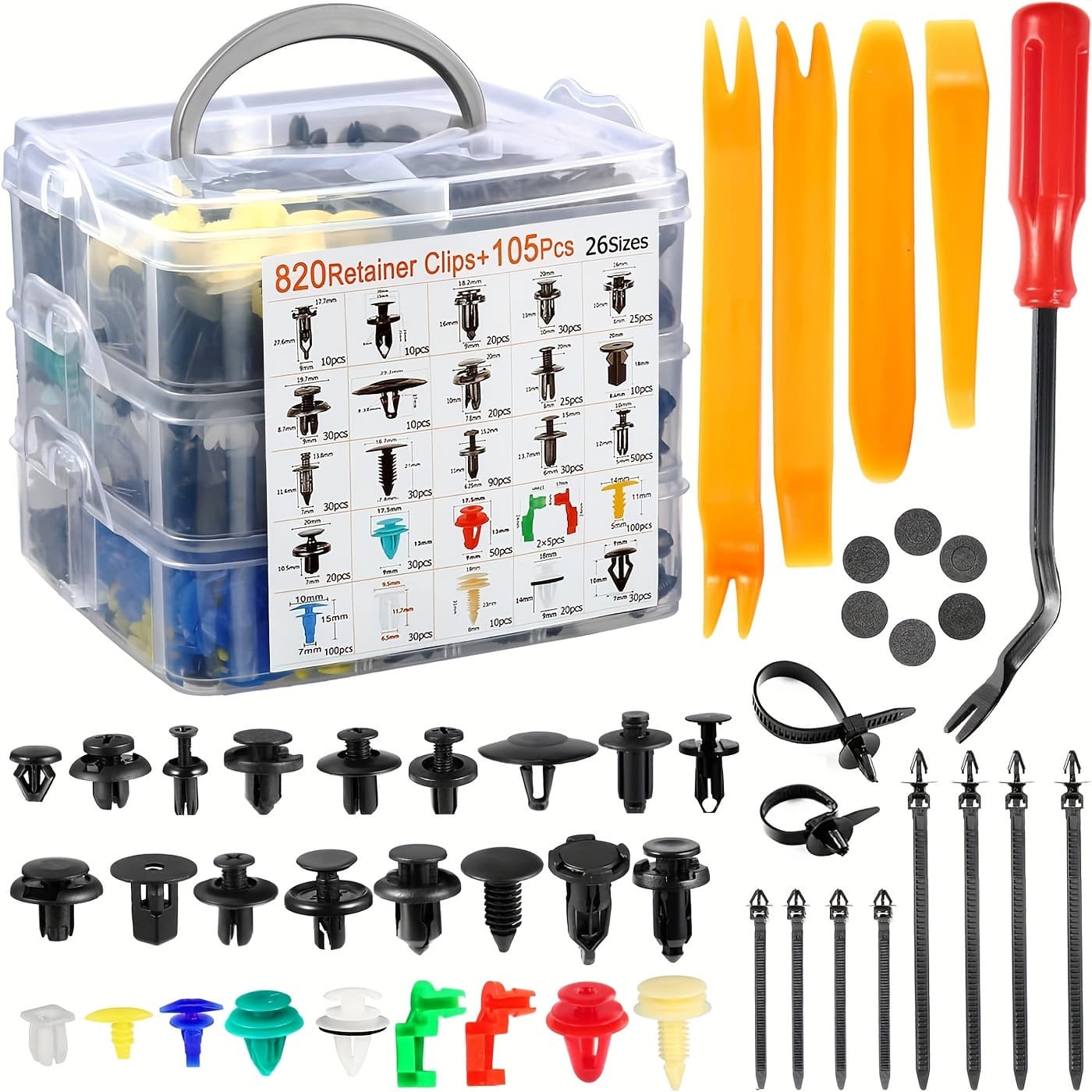 TEMU 820pcs Car Bumper Retainer Clips Plastic Rivets Fasteners Tailgate Handle Rod Clip, 26 Most Popular Sizes Pin Rivets Set- Door Trim Panel Fender Clips