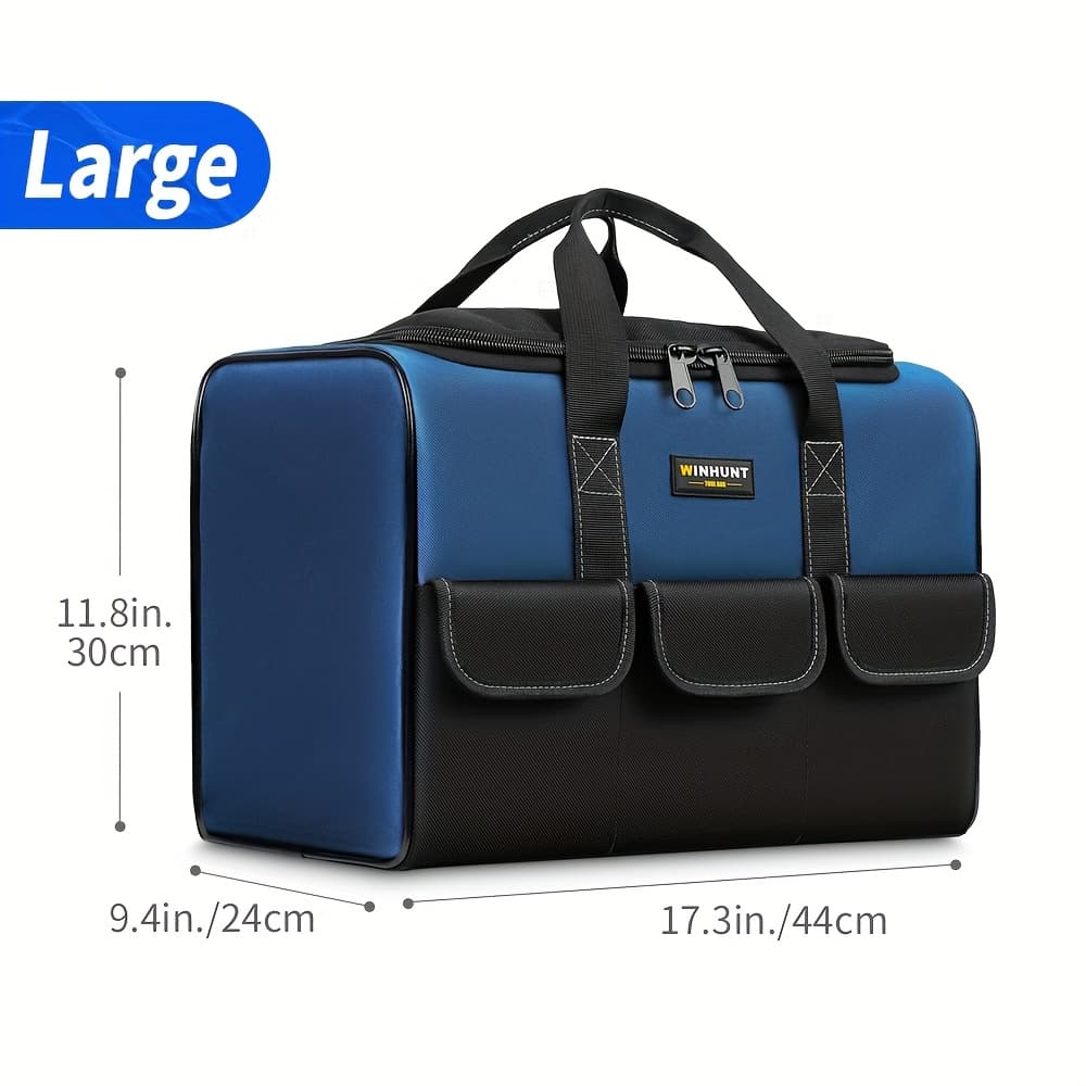 TEMU Heavy Duty Tool Bag With Wide Mouth For Tool Storage, Carrier And Organizer, Tool Bag For Men, Wide Mouth Tool Bag With Inside Pockets
