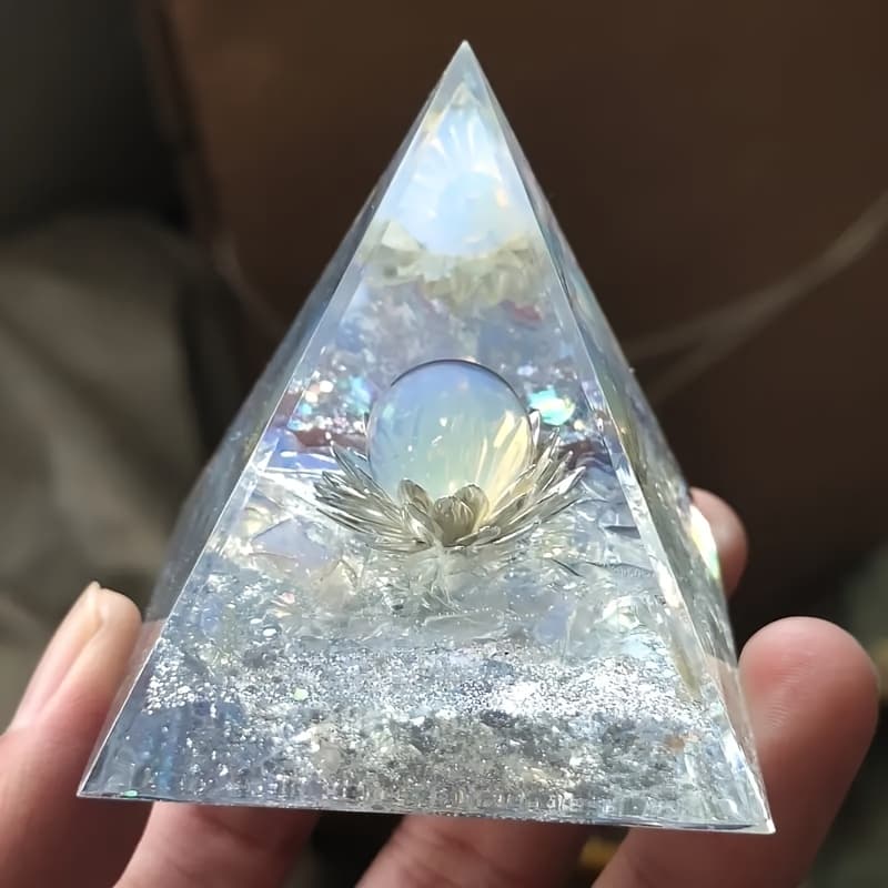 TEMU 1pc Opal For Lotus Pyramid, Ideal Gift, Home Decoration Pyramid