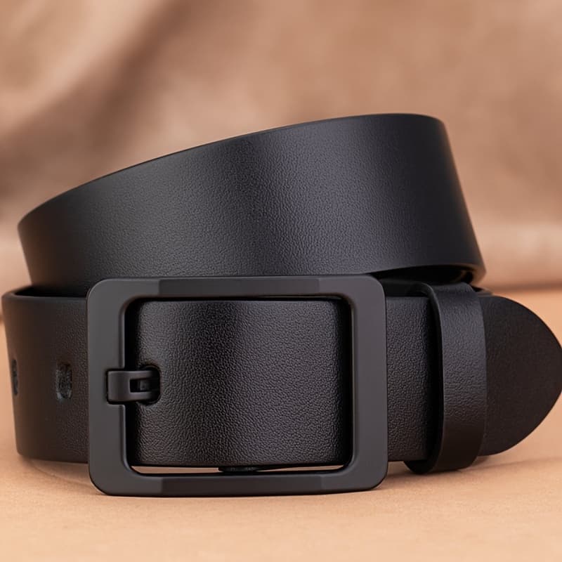 TEMU Genuine Leather Men's Belt, Casual Belt With Punch Tool, Alloy , Fits Jeans, Ideal Gift For Father And Husband, Size