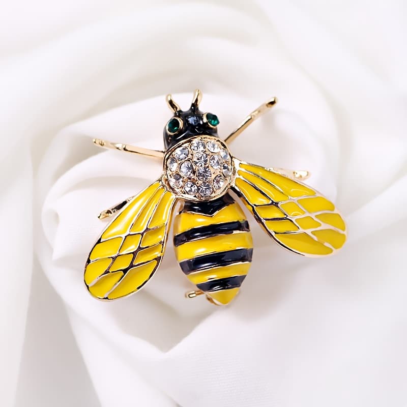 TEMU Vintage Exquisite Enamel Bee Brooch, Ladies' Fashionable Gift, Inlaid With Sparkling Rhinestones And Enamel Details, Elegant And Shiny Bee Brooch, Accessory, Gift