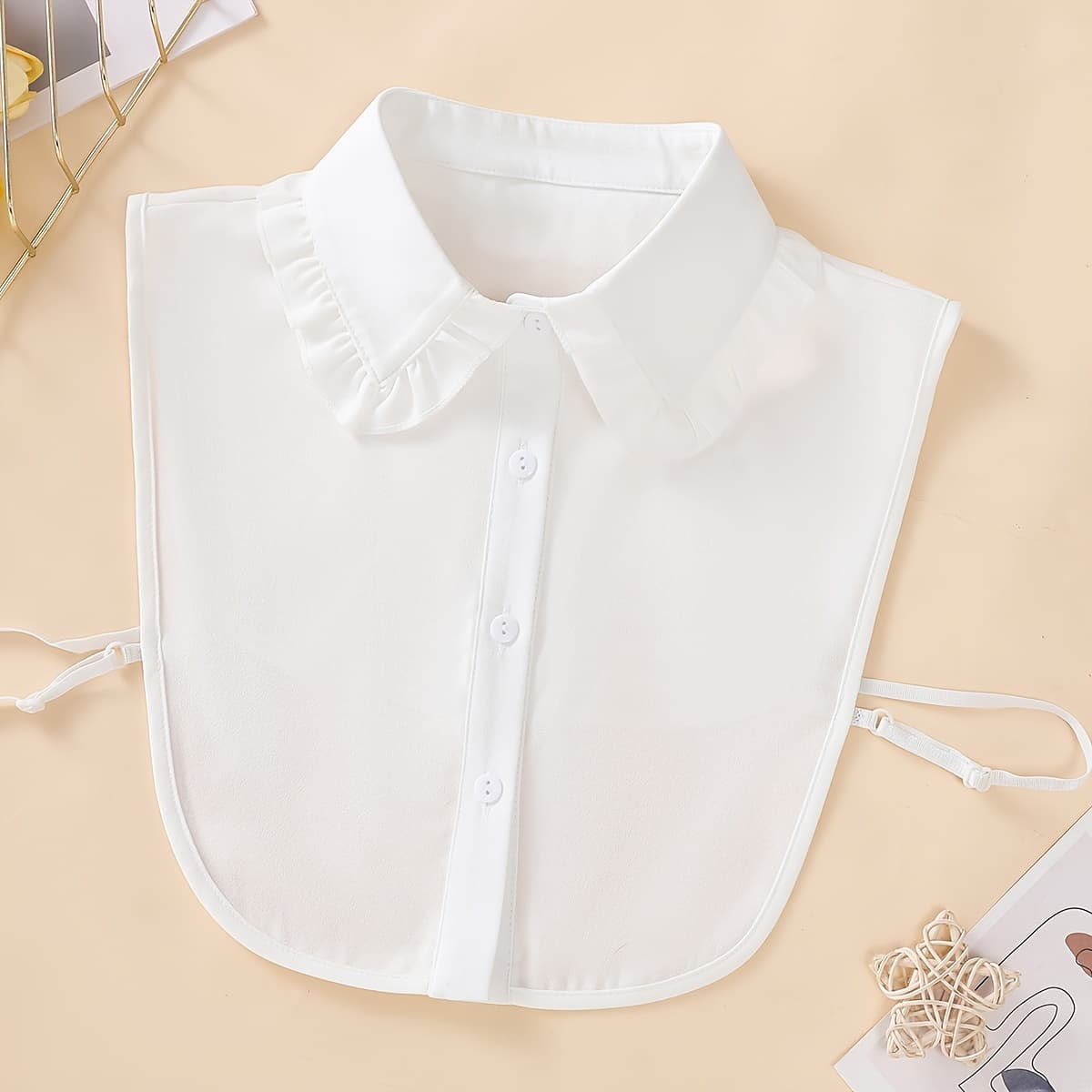 TEMU 1pc Women's Lace Pointed Collar Chiffon Faux Collar Fashion Versatile Individual Decorative Removable Faux Collar Suitable For Daily Use