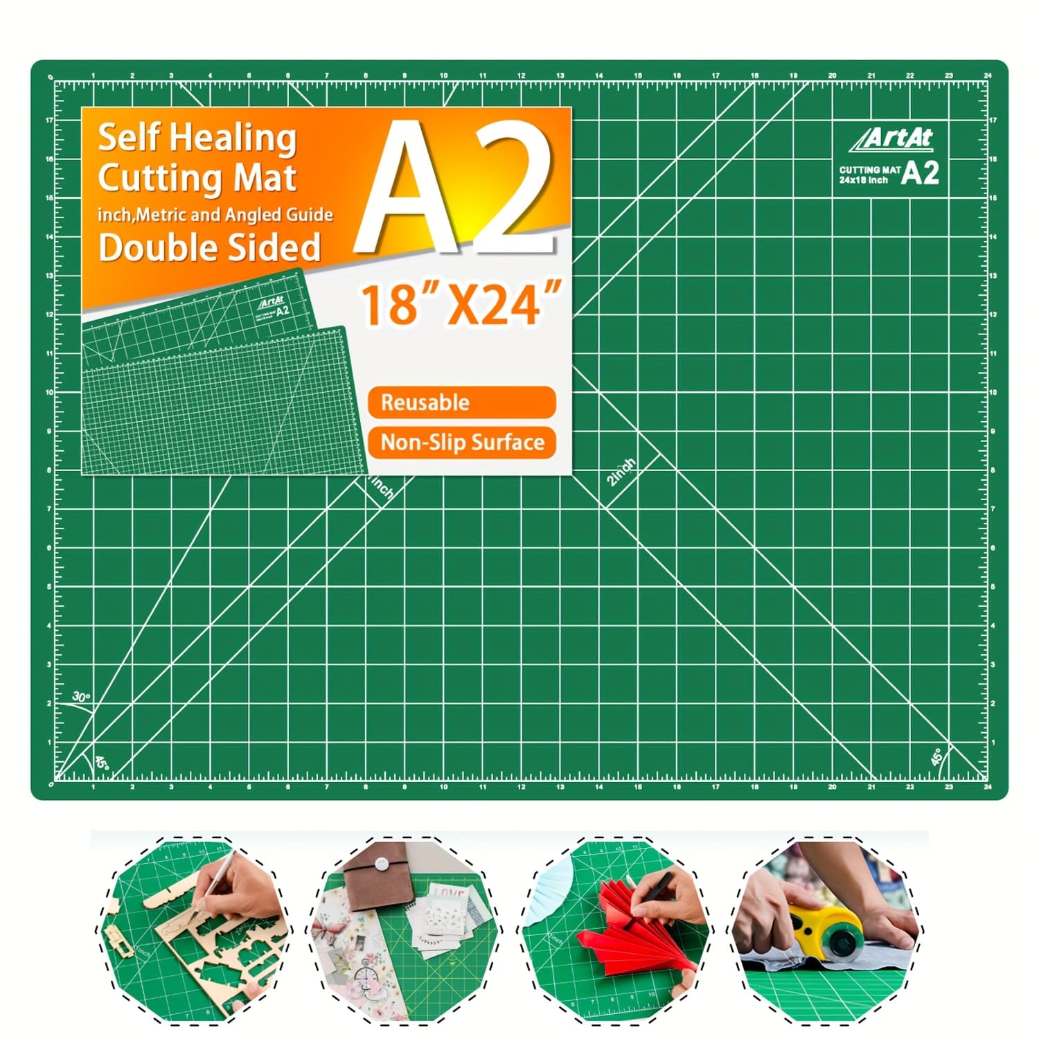 TEMU A Self-repairing Cutting Mat Measuring 18 Inches By 24 Inches, Featuring Double-sided Design, Non-slip Surface, And Made Of 5 Durable Pvc, Ideal For Rotary Cutting And Quilting Projects