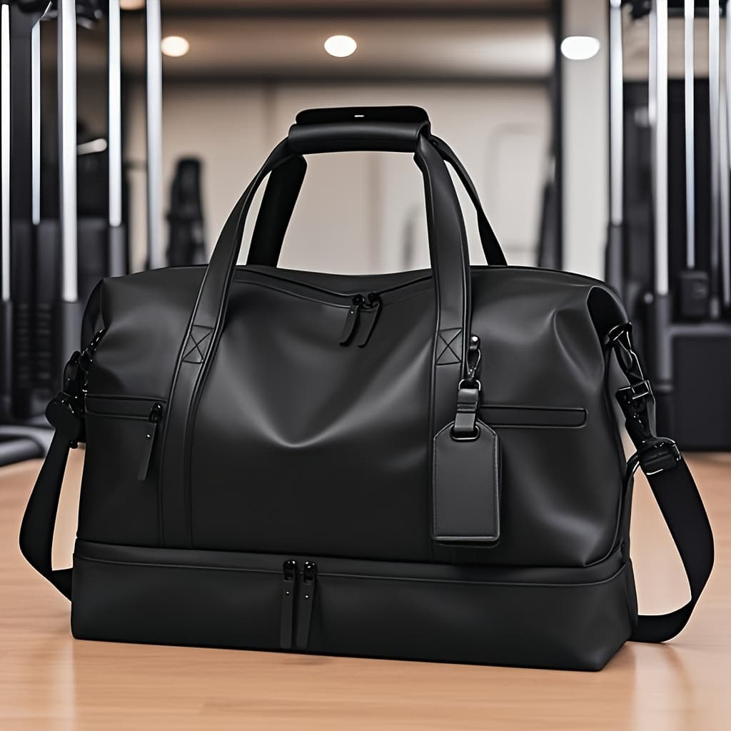 TEMU Multi-pocket Pu Caddy With Separate Shoe Storage, Expandable Wet/dry Section, Sturdy Duffel Bag For Workouts, & Daily Roam