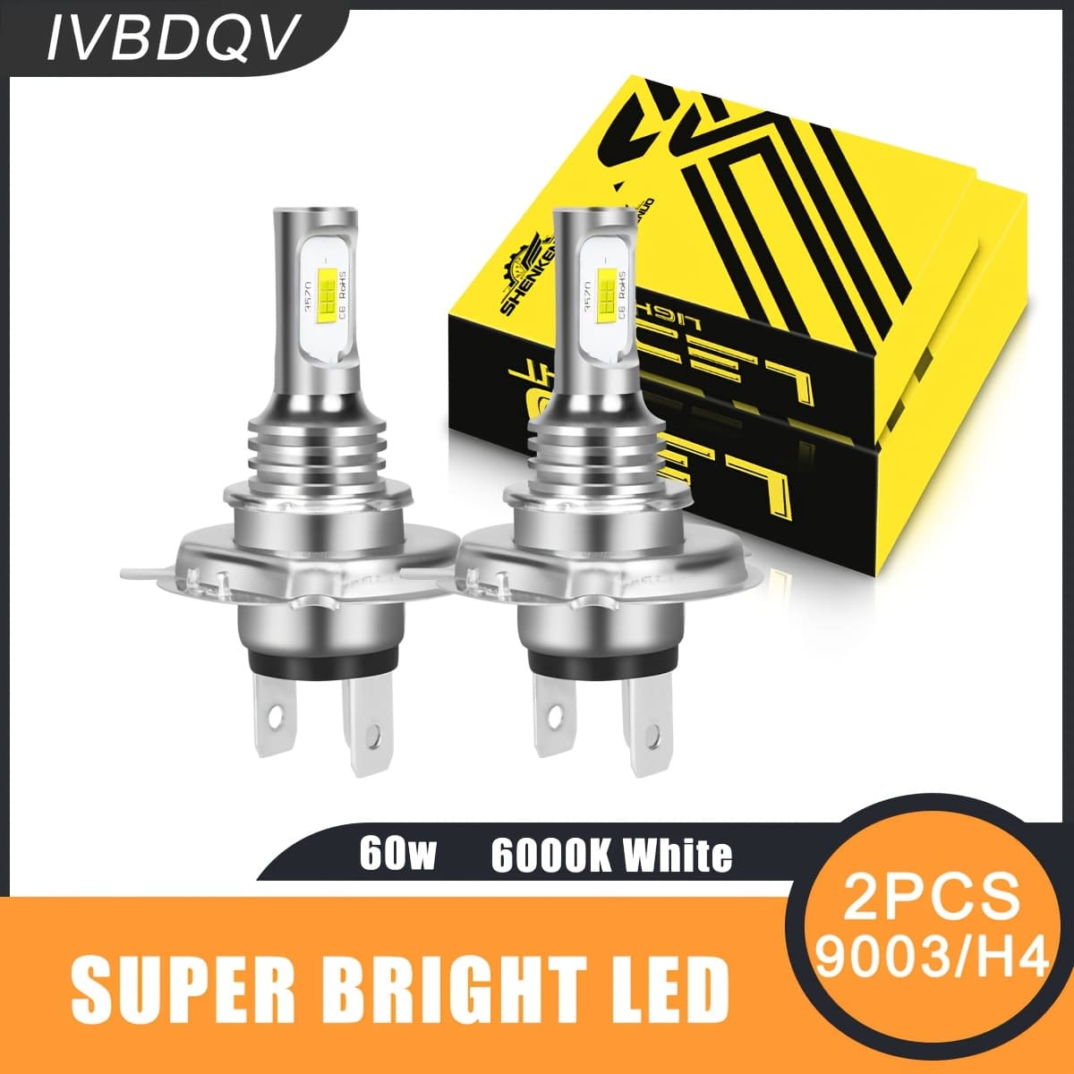 TEMU 2pcs Fit For Yaris 2006- 2021, H4/9003 Led Headlight Bulbs High Low Dual Beam, 6000k Cool White Light, 500% Ultra , Plug And Play