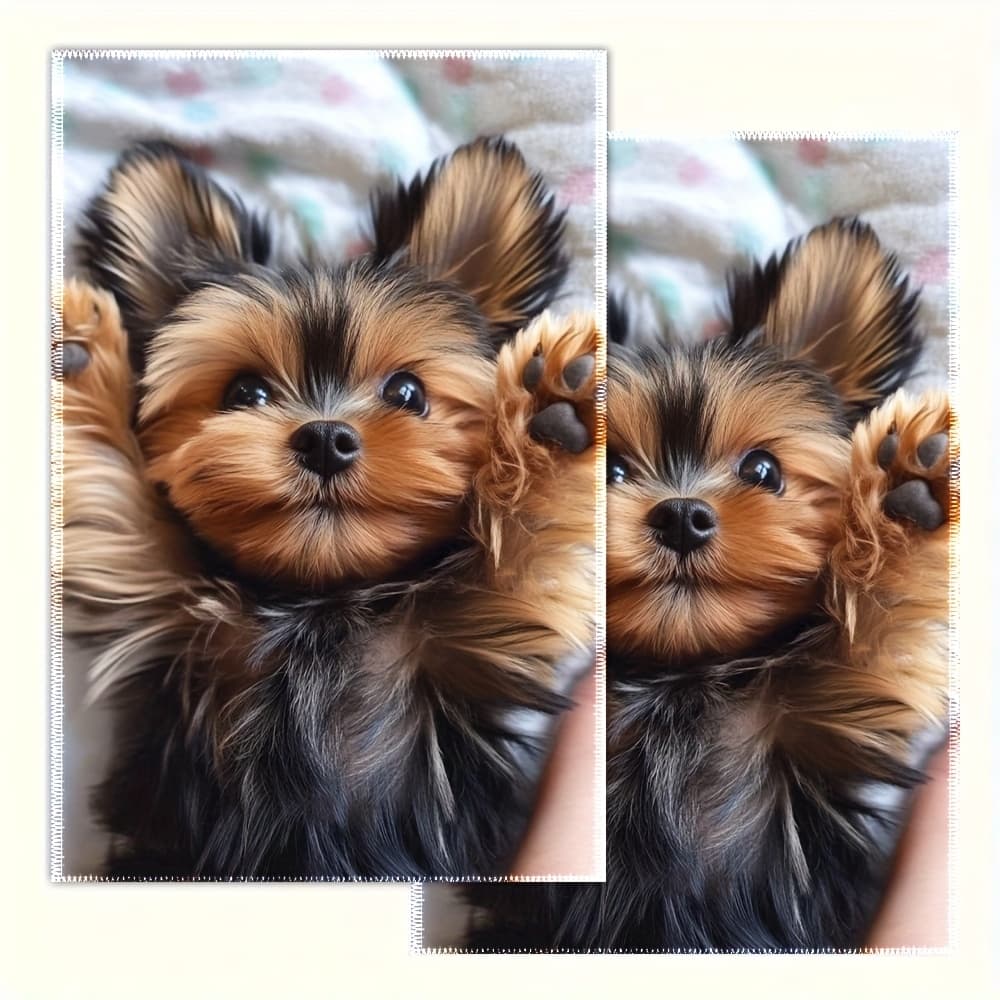 TEMU 2pcs Kitchen Towels Single Sided Printed, 16x24inch, Yorkshire Terrier Dog Pets Dogs Cute Rags Holiday Tea Towels Decorative Dish Towels Housewarming Gifts Bathroom Bars Cooking Baking Bjb3046