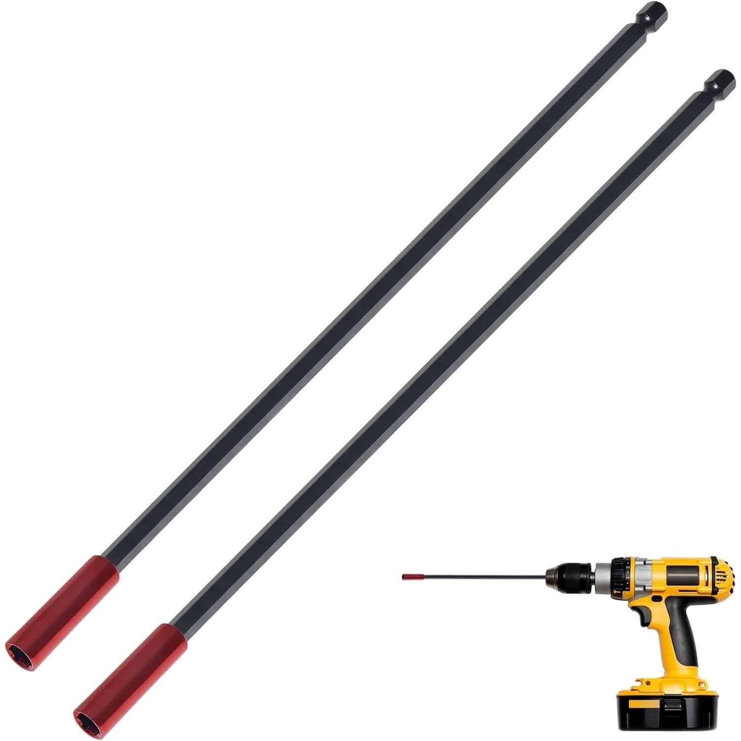 TEMU Impact Driver Extension Drill Holder, 2pcs Of Magnetic Drill Bit Extensions, 1/4 Inch Drill Bit Extension Holder, 300 Mm Magnetic Drill Holder, 1/4 Inch Hex Driver With Magnetic Head